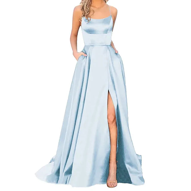 Eternal Elegance Damen Brautjungfernkleid Hochgeschlitzt