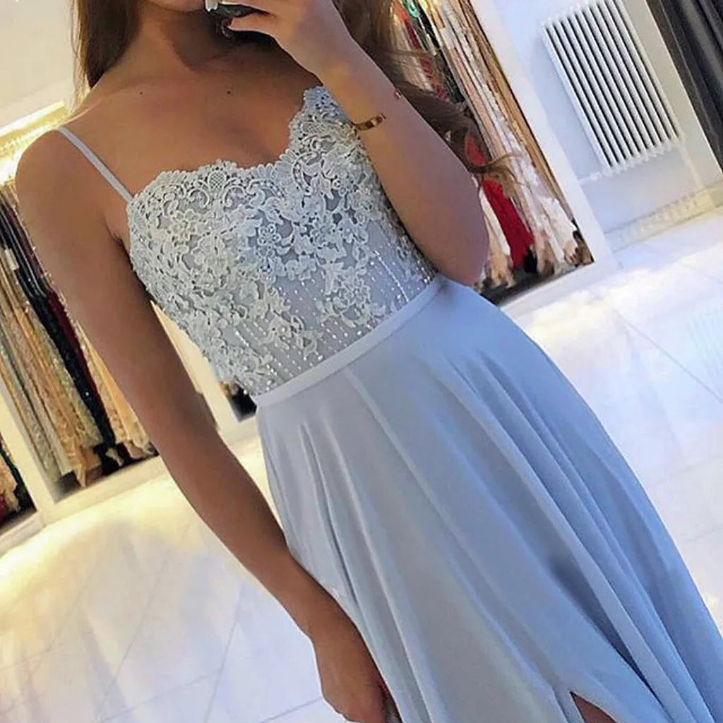 Eternal Elegance Damen Brautjungfernkleid Hochgeschlitzt