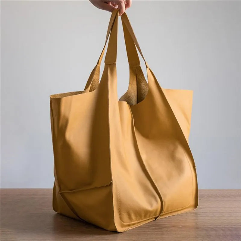 Eveloria Damen Große Einkaufstasche Oversized Baumwolle Beige