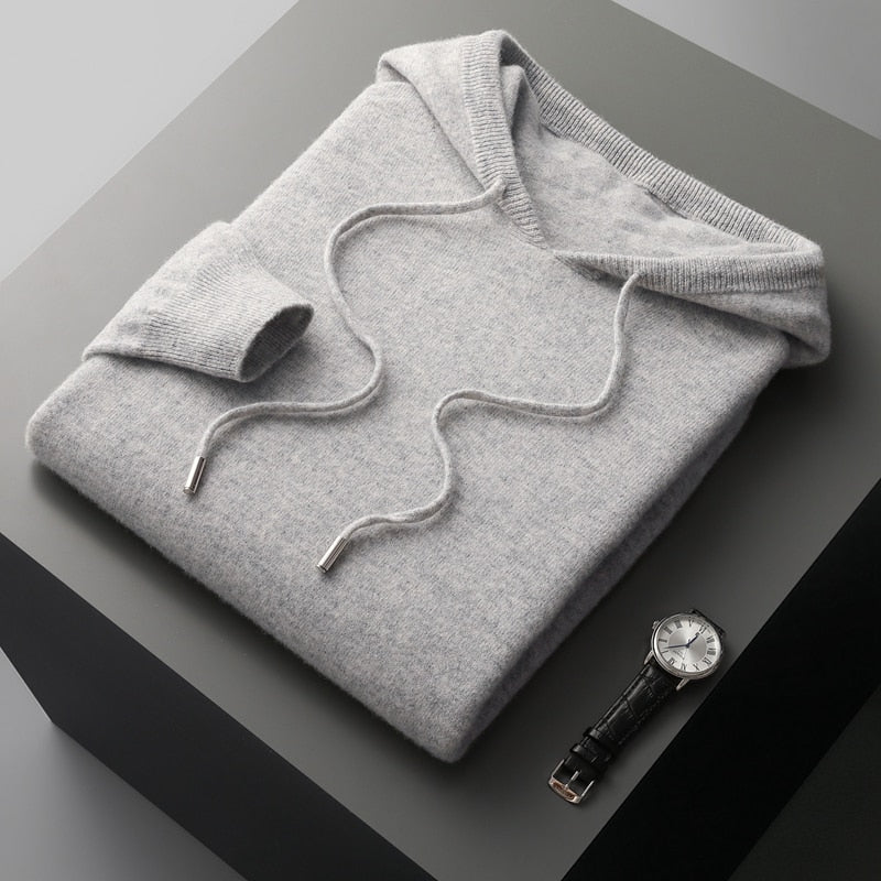 Herren Kaschmir Hoodie Weich Beige