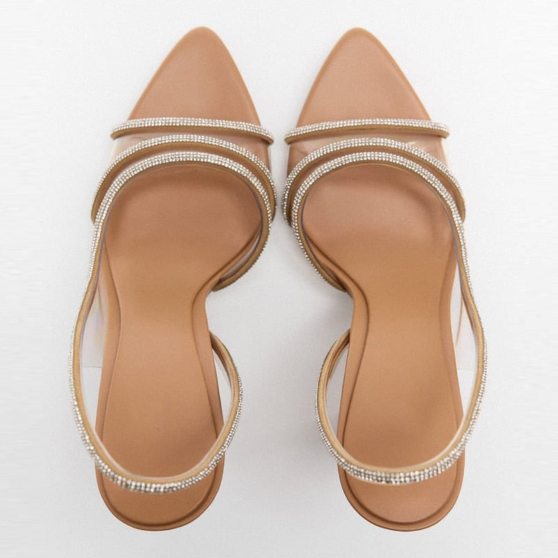 Damen Slingback High-Heel Sandalen Spitze Offener Zehenbereich - Eveloria