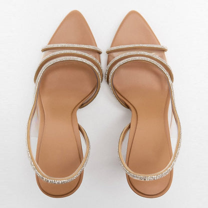 Damen Slingback High-Heel Sandalen Spitze Offener Zehenbereich - Eveloria