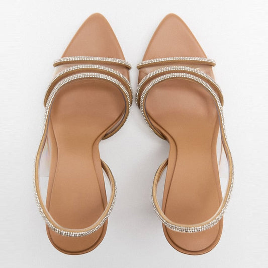 Damen Slingback High-Heel Sandalen Spitze Offener Zehenbereich - Eveloria