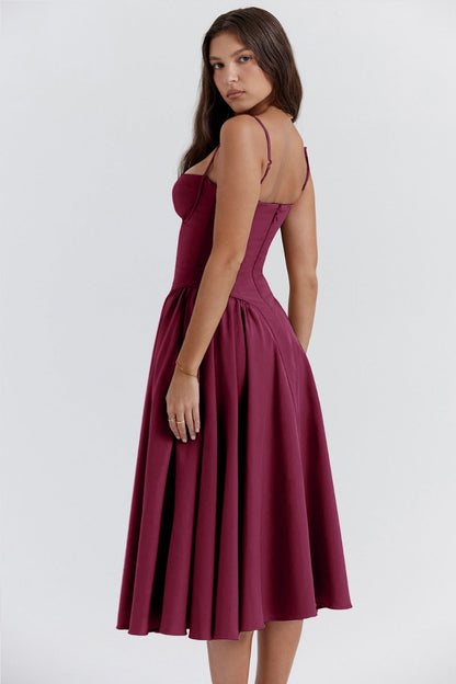 Damen Midikleid mit Taschen Sommerlich Leicht