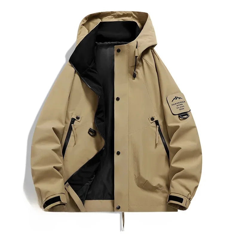 Herren Utility-Jacke Kapuze Frontreißverschluss