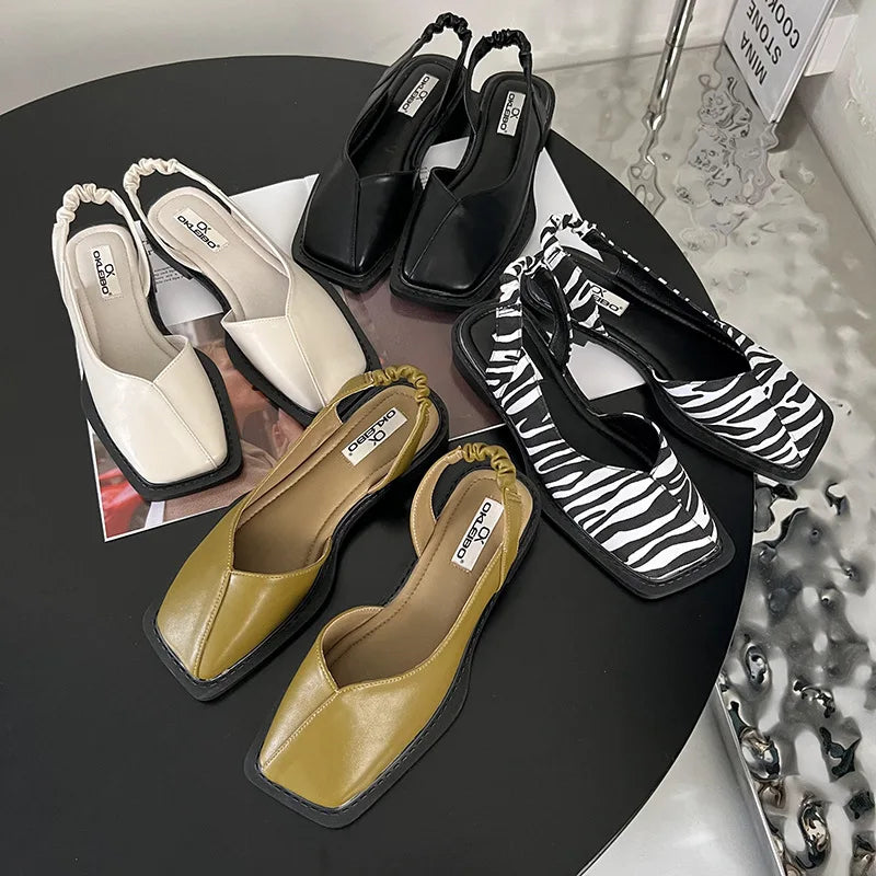 Eveloria Damen Slingback Sandalen Quadratische Zehenpartie