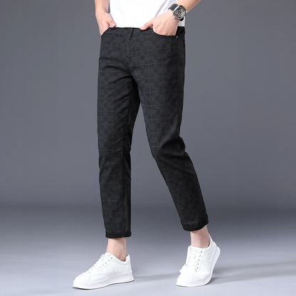 Herren Slim Fit Hosen Kariert Freizeit