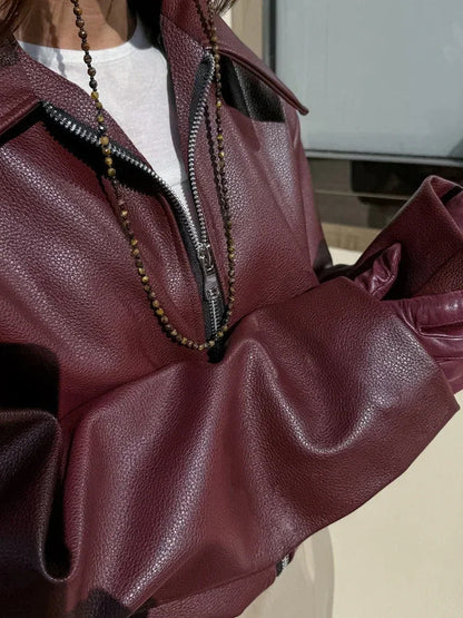 Eveloria Damen Lederjacke Ökologisch Klassisch Braun