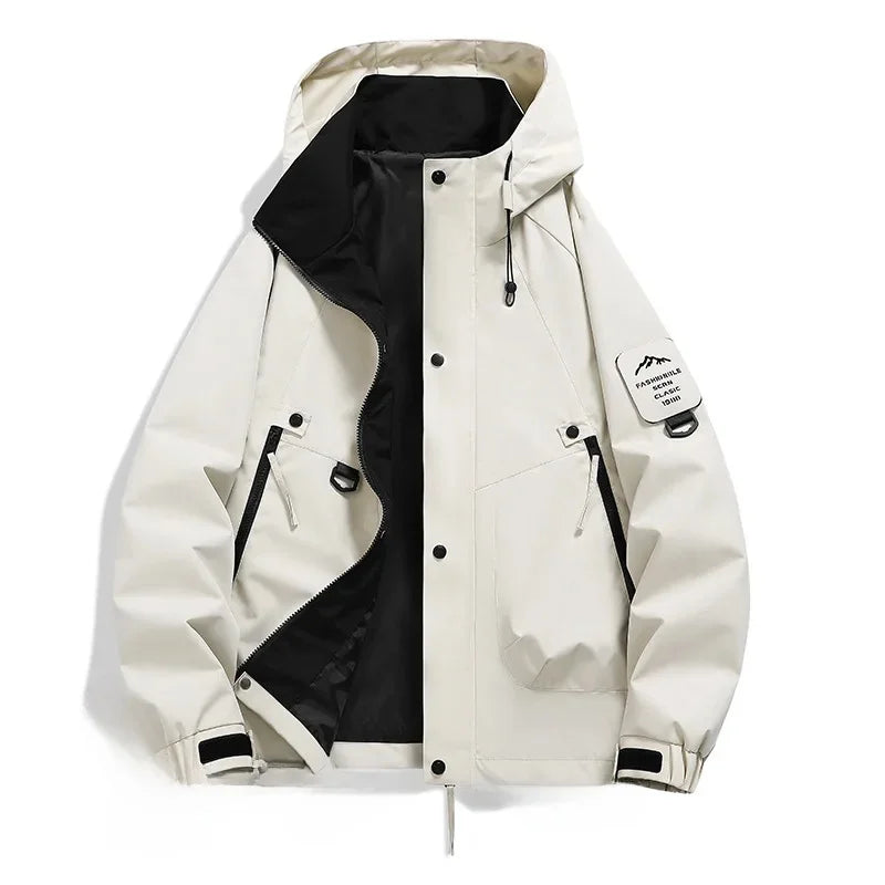 Herren Utility-Jacke Kapuze Frontreißverschluss