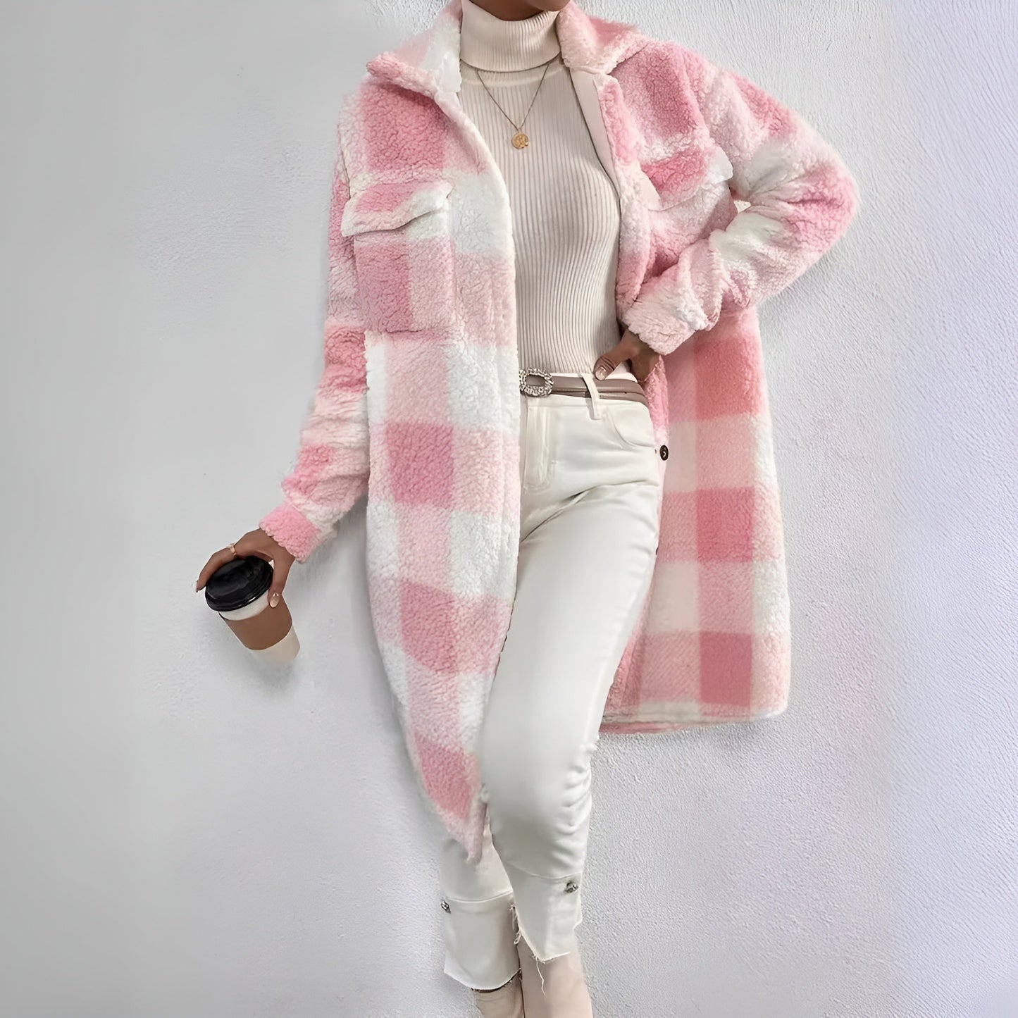 Eveloria Damen Karierter Mantel