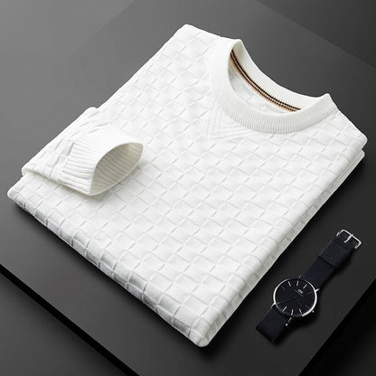 Eveloria Herren Waffelstrick Pullover Rundhalsausschnitt
