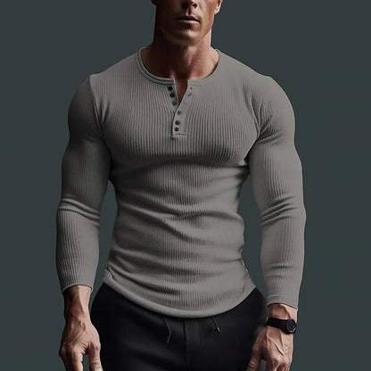Eveloria Herren Slim Fit Henley Hemd