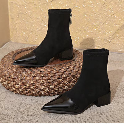 Damen Winter Ankle Boots Mit Blockabsatz
