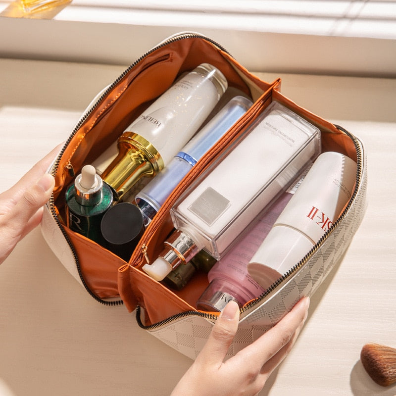 Damen Kulturtasche Kariert Groß