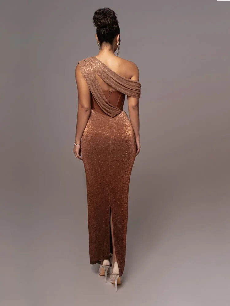 Damen Abendkleid Ein-Schulter
