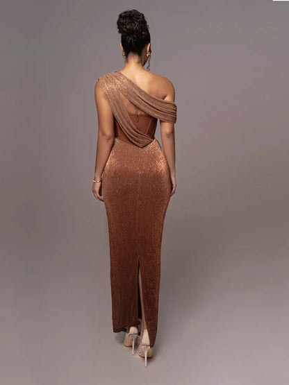 Damen Abendkleid Ein-Schulter