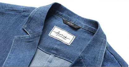 Herren Denim Blazer Modern Slim Fit Blau