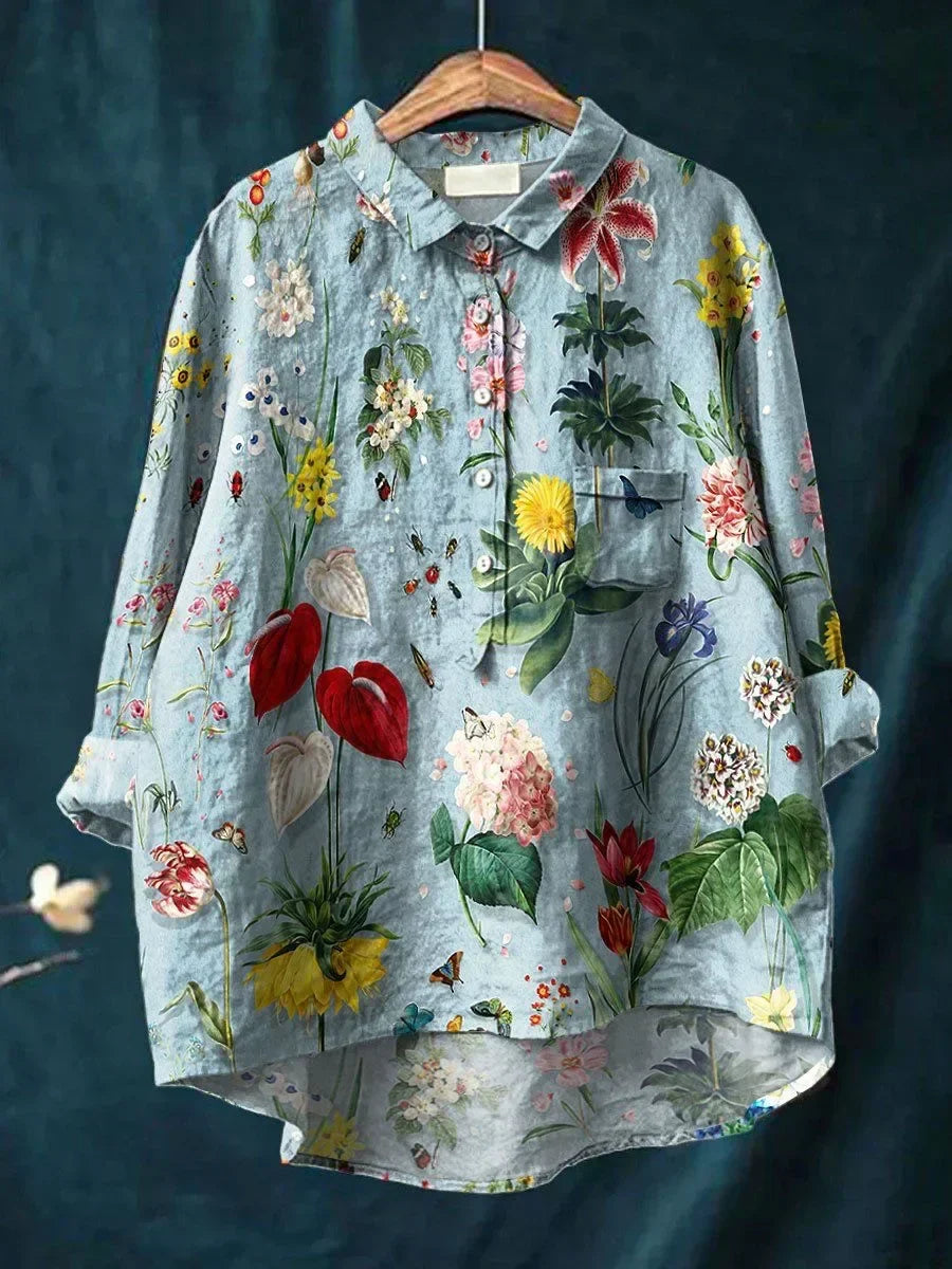 Damenbluse Blumenmuster Elegantes Design Leicht - Eveloria