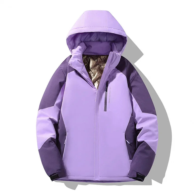 Damen Colorblock Skijacke Winter Schwarz - Eveloria