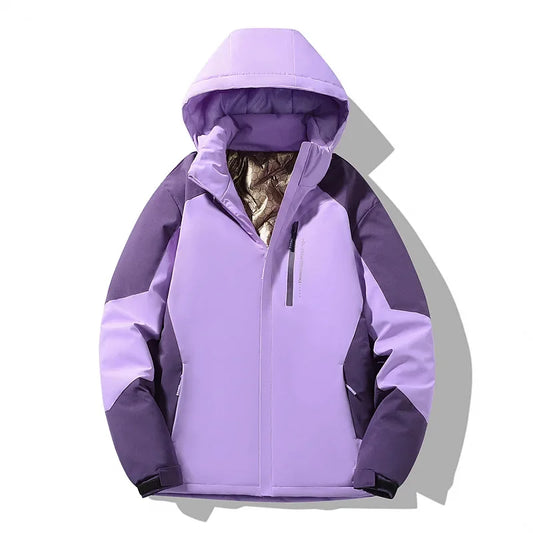 Damen Colorblock Skijacke Winter Schwarz - Eveloria
