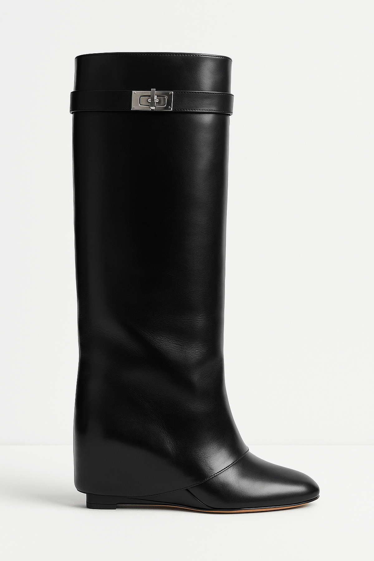 Damen Stiefel Keilabsatz Spitze Schuhspitze Schwarz - Eveloria