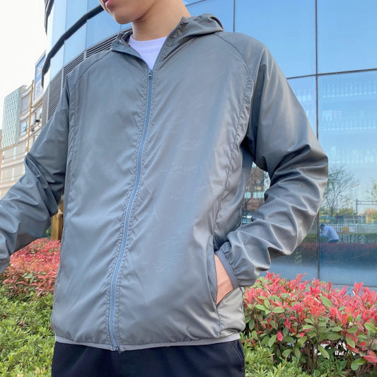 Herren Windbreaker Jacke Leicht Reißverschluss Schwarz - Eveloria