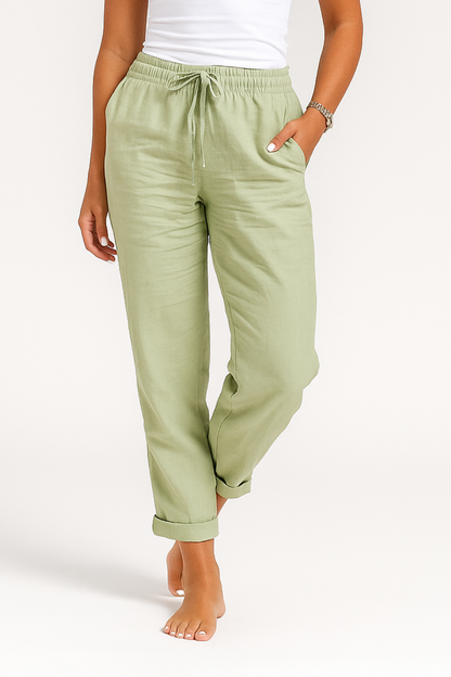 Damen Hose mit Gummibund und Kordelzug