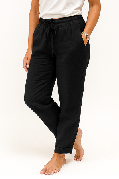 Damen Hose mit Gummibund und Kordelzug