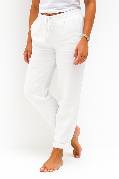 Damen Hose mit Gummibund und Kordelzug