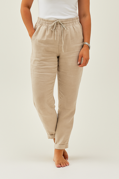 Damen Hose mit Gummibund und Kordelzug