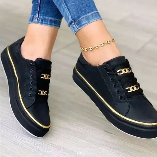 Damen Sneaker Komfortschuhe Flexibel Schwarz - Eveloria