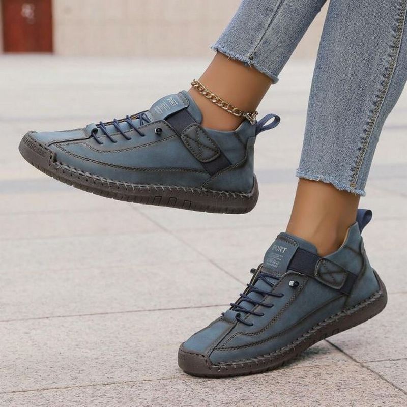 Damen Ankle Boots SchnürSchuhe Leder