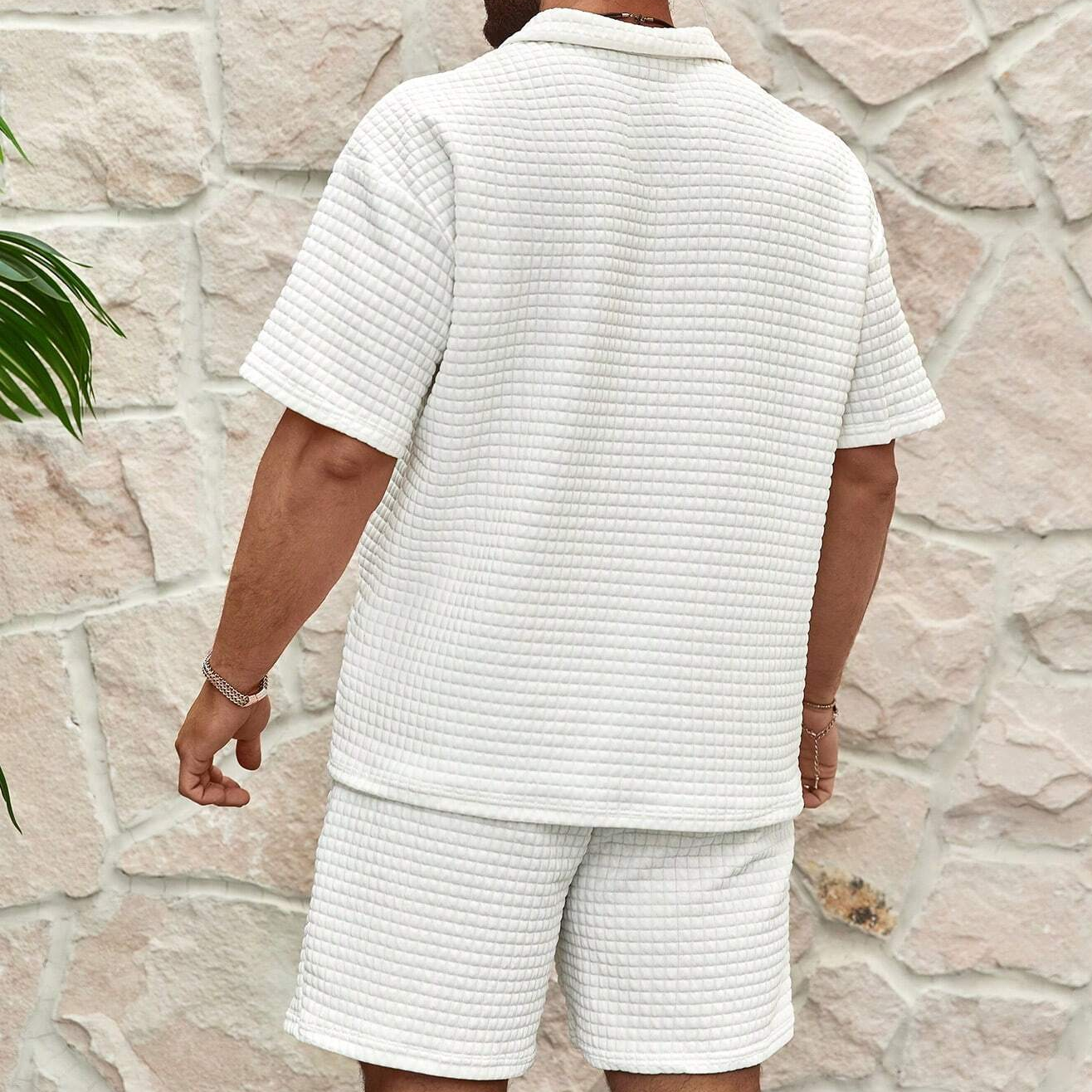 Herren Freizeit-Shorts-Set Locker Passform Kurzärmelig Zweiteilig - Eveloria