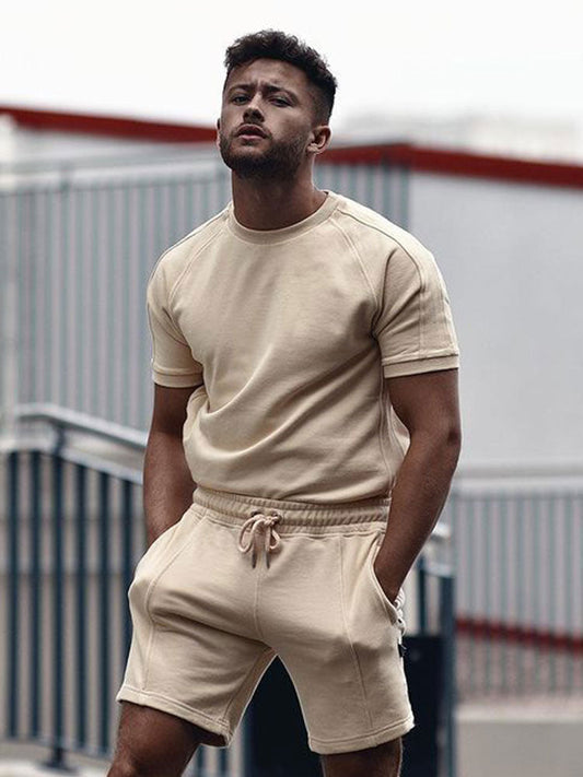Herren Sweatshirt-Set Rundhalsausschnitt Shorts Zweiteilig Sommer - Eveloria