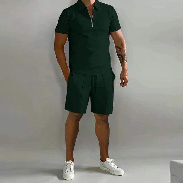 Herren Kurzarm Polo Shorts Set Sommer Zweiteiliges - Eveloria