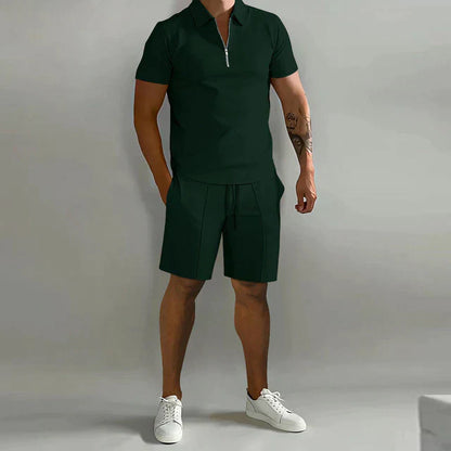 Herren Kurzarm Polo Shorts Set Sommer Zweiteiliges - Eveloria