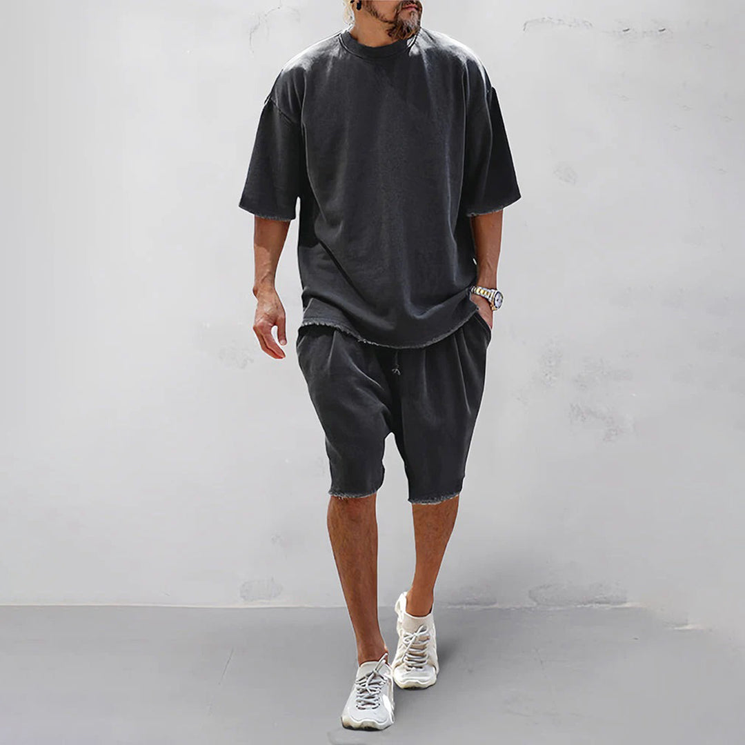 Männer Oversized Shorts T-Shirt Set Leicht Lockere Passform Sommer - Eveloria