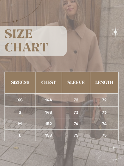 Eveloria Damen Wollmantel Oversized Knopfverschluss Hüftlang