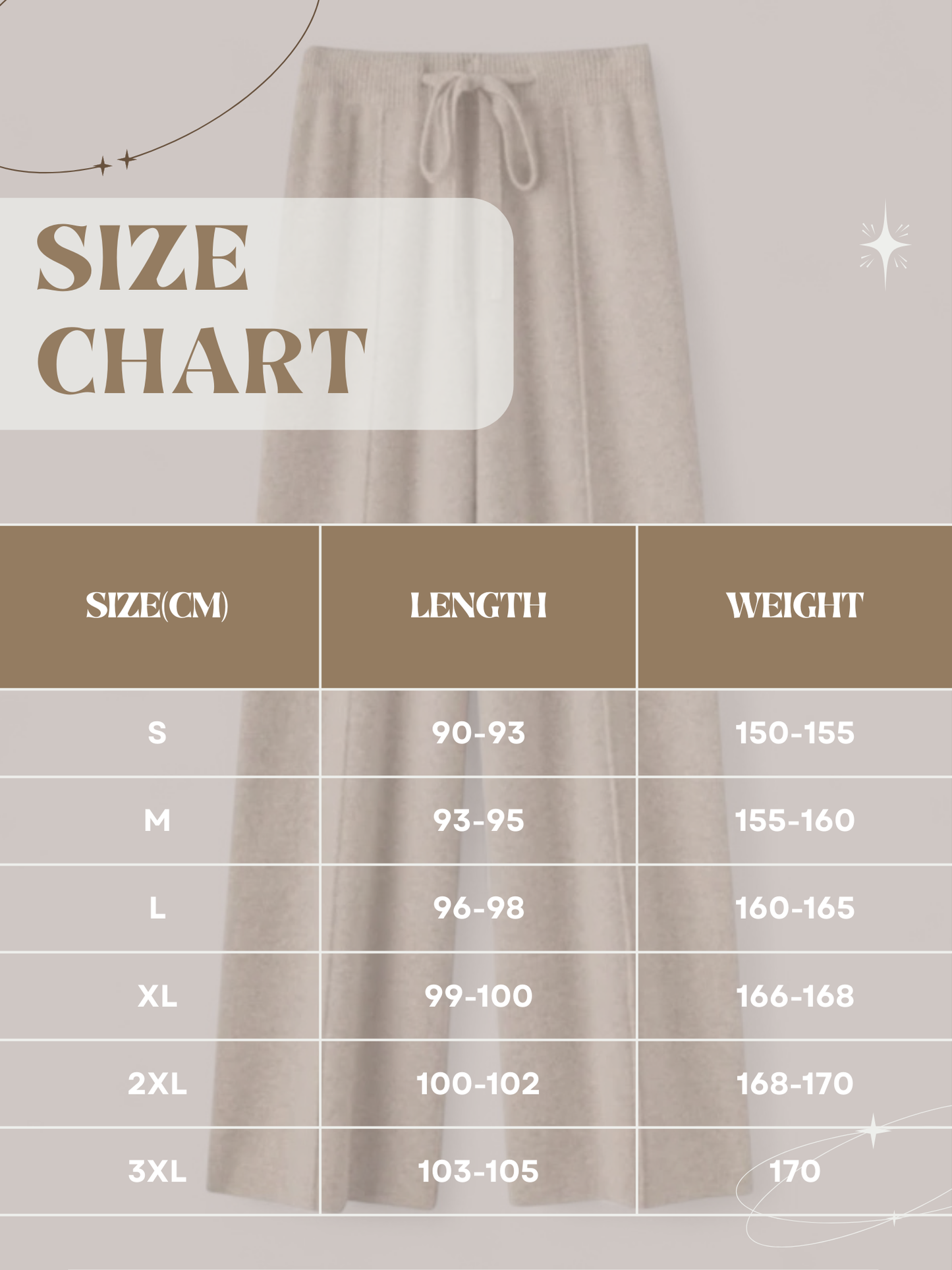 Damen Strickhose Weite Passform Herbst-Winter Beige