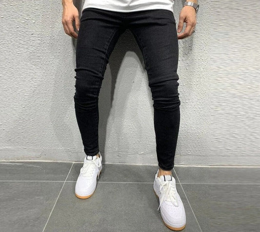 Herren Skinny-Jeans Stretch schmale Passform Schwarz - Eveloria