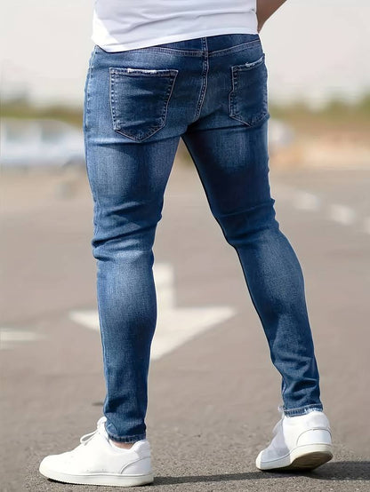 Skinny Jeans – Blau – Schmaler Schnitt – Zerrissene Jeans – Herrenjeans-Chaps Herrenmode