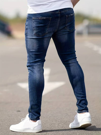 Skinny Jeans – Blau – Schmaler Schnitt – Zerrissene Jeans – Herrenjeans-Chaps Herrenmode