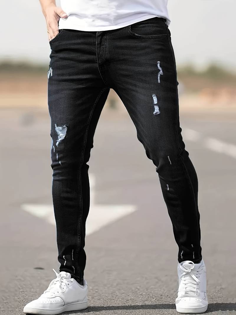 Skinny Jeans – Blau – Schmaler Schnitt – Zerrissene Jeans – Herrenjeans-Chaps Herrenmode