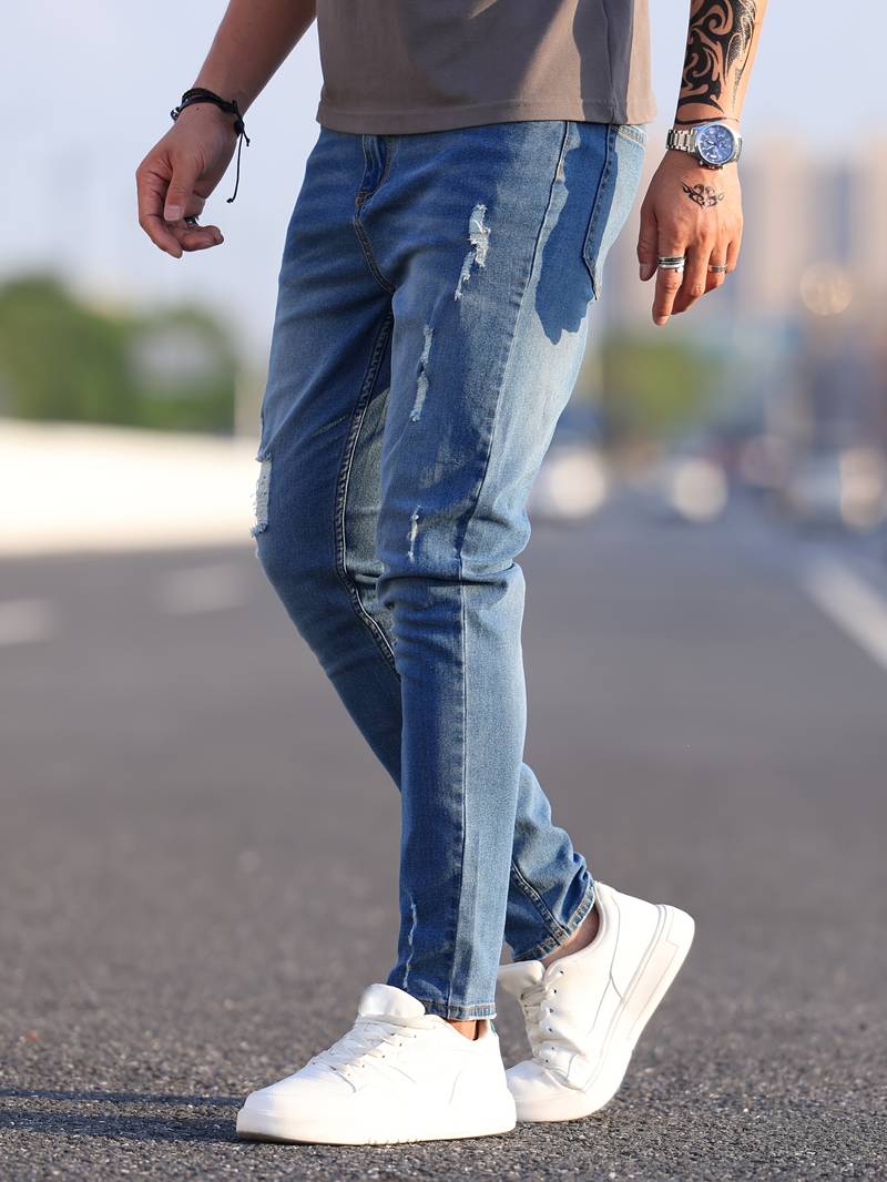 Skinny-Jeans | Ripped | Stretch | Schlanke Fit-Jeans | Herrenjeans-Chaps Herrenmode