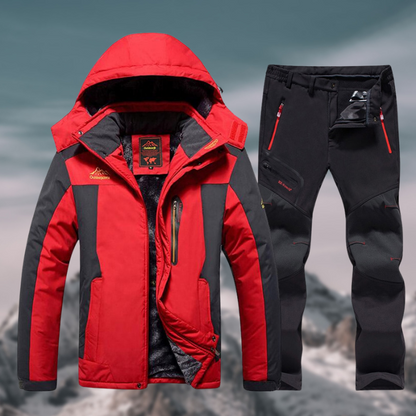 Skiset – mit Kapuze – Outdoor – Set aus Skijacke und -hose – Winterkleidung für Männer-Rot-M-Chaps Herrenmode