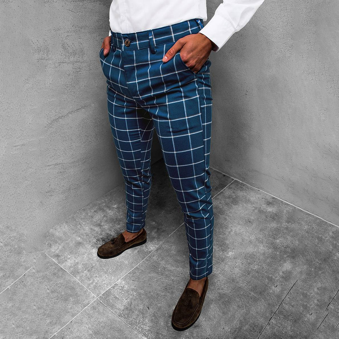 Herren Karo-Hose Slim Fit Gerader Schnitt