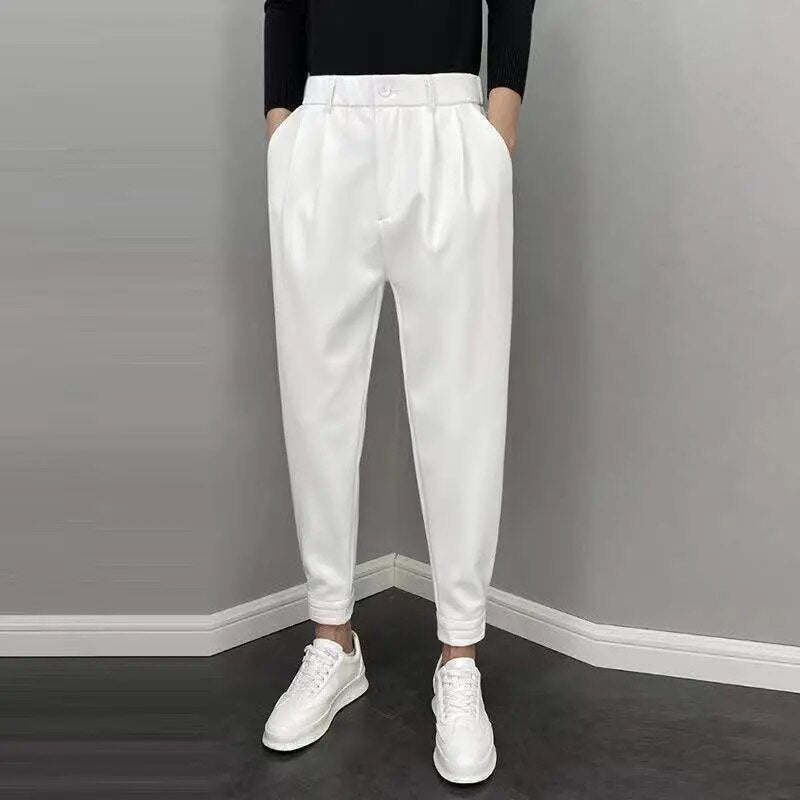 Herren Slacks Hose Elastischer Bund Bequem Schwarz - Eveloria