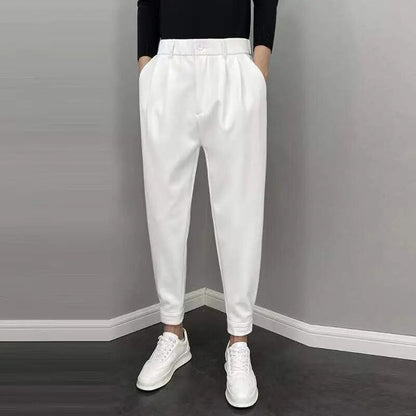 Herren Slacks Hose Elastischer Bund Bequem Schwarz - Eveloria