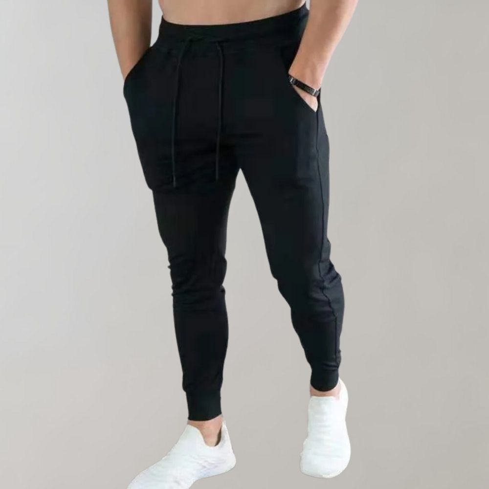 Slim Fit Jogginghosen Elastische Taille Schwarz - Eveloria