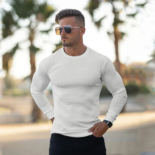 Herren Slim Fit Strickpullover Gerippt Langarm - Eveloria